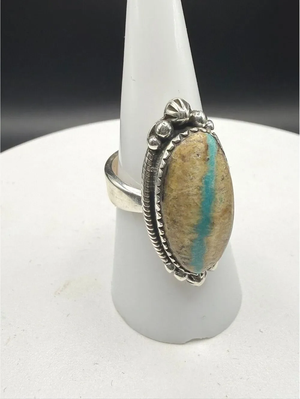 Royston Ribbon Turquoise Adjustable Sterling Silver Ring